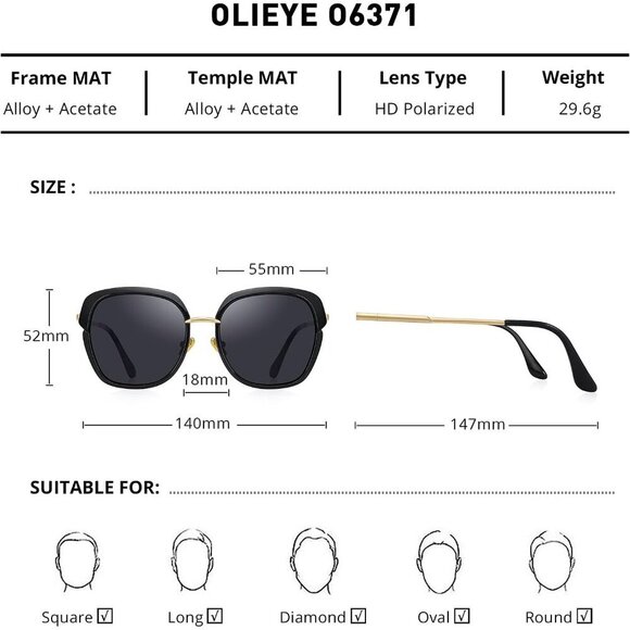Vintage Oversized Women\'s Polarized Sunglasses Gift Box Fashion UV400 main image 3